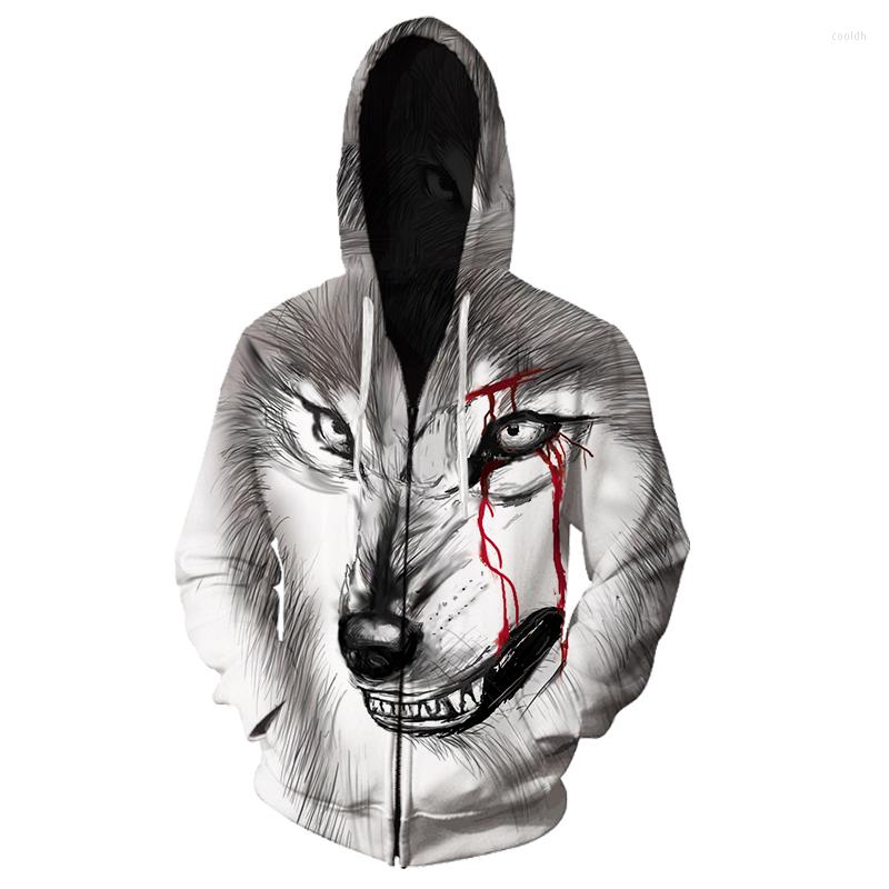 

Men's Hoodies Men Zipper Wolf Hoodie Man Sweatshirt Homme Sweatshirts Hooded Sweat A Capuche Sudadera Hombre Hood 3D, Lls-5307