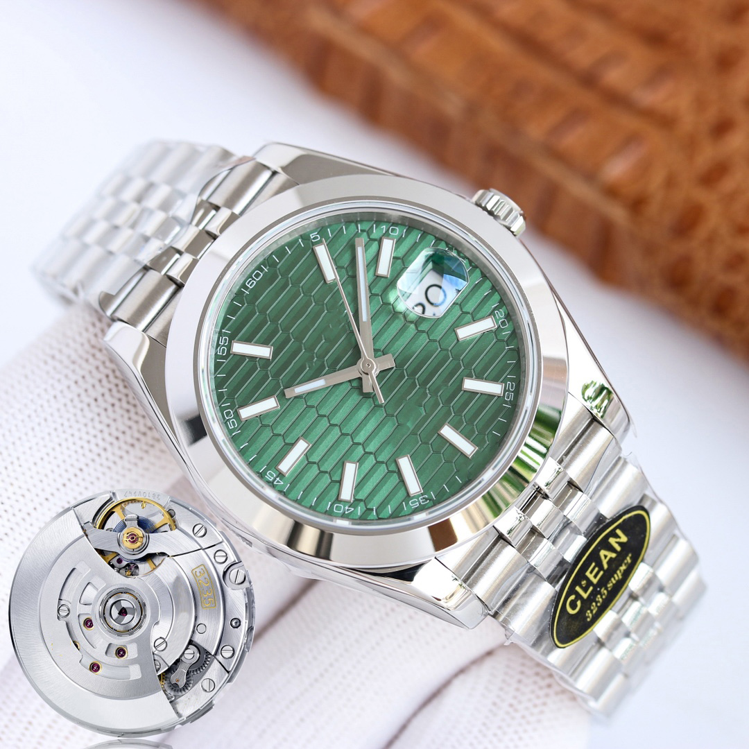 

Clean Factory watches Men's 41mm Top Luxury Automatic Watch 3235 Full Stainless Steel 904L Swimming wristwatch Sapphire Luminous Watch montre de luxe, 03 with box