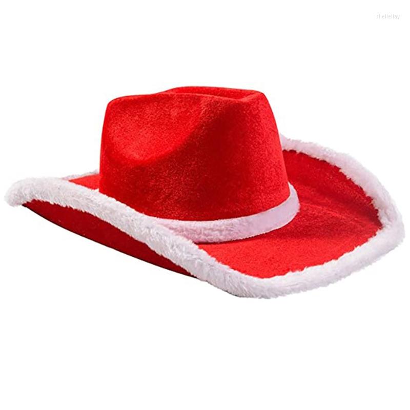 

Berets Lightweight Red Color Xmas Hats For Women Men Thick Fabric Cowboy With Brim Western Jazz Felt Casual, Picture shown