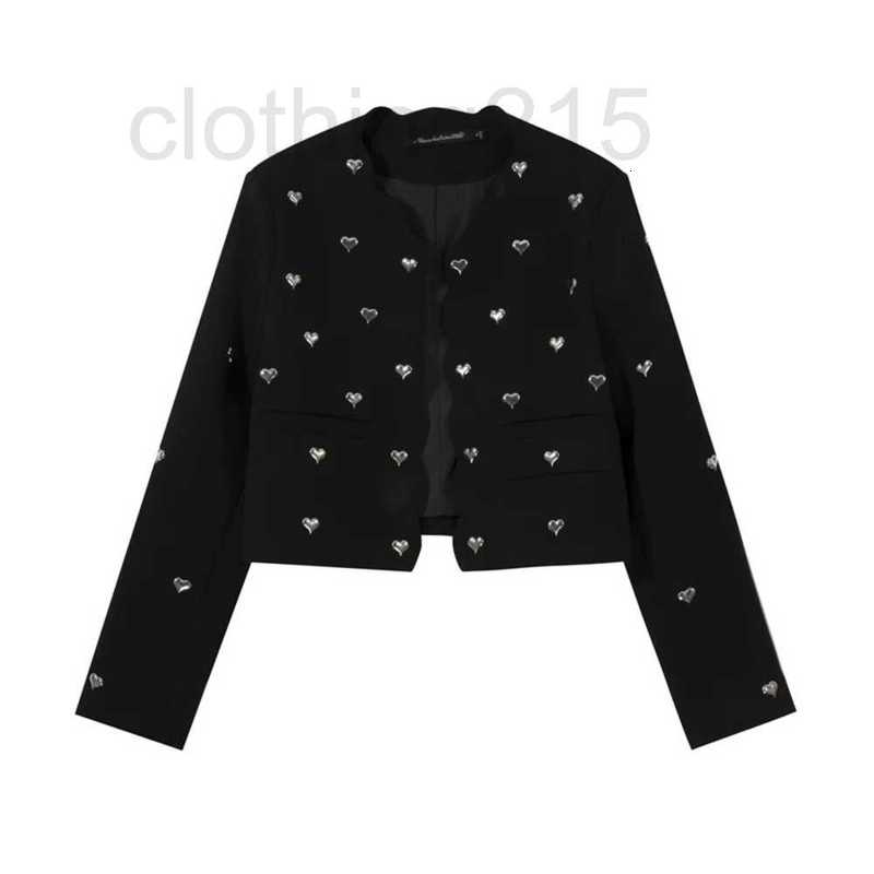 

Women' Jackets Designer 22 autumn and winter small metal love tweed black versatile jacket XFFO, Black4