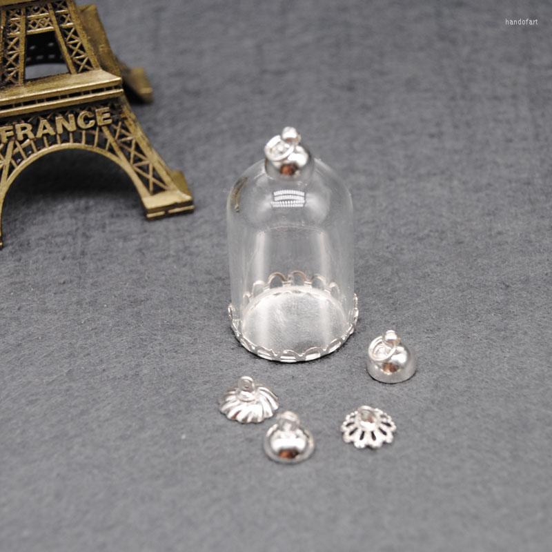 

Pendant Necklaces 30x20mm Glass Dome Jewelry Globe Bubble & 20mm Blank Cap DIY Necklace Vial
