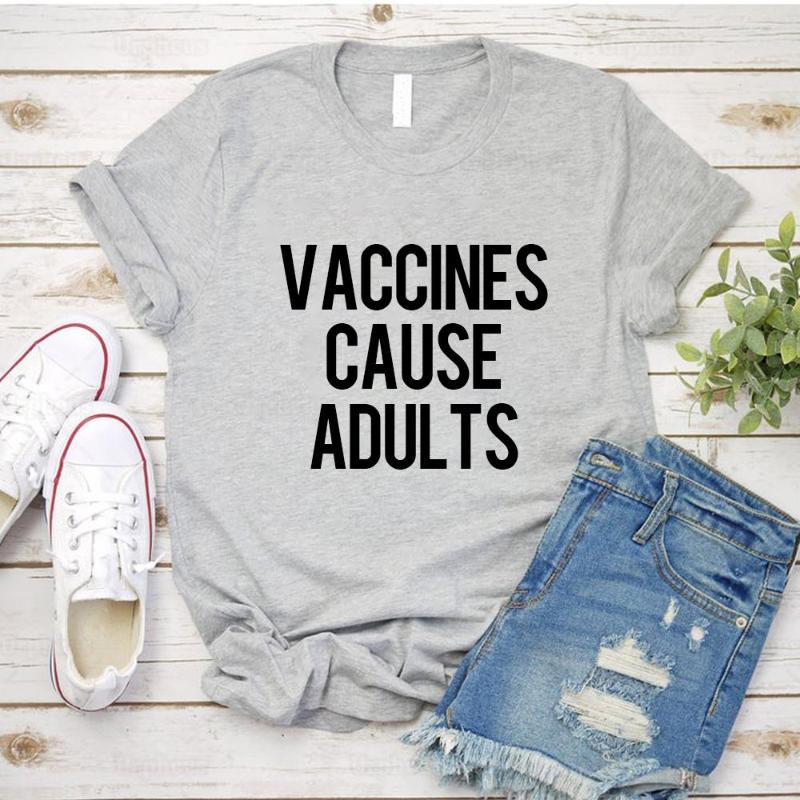

Women' T Shirts Vaccines Cause Adults T-Shirt Funny Pharmacy Hostipal Shirt With Quotes, Black