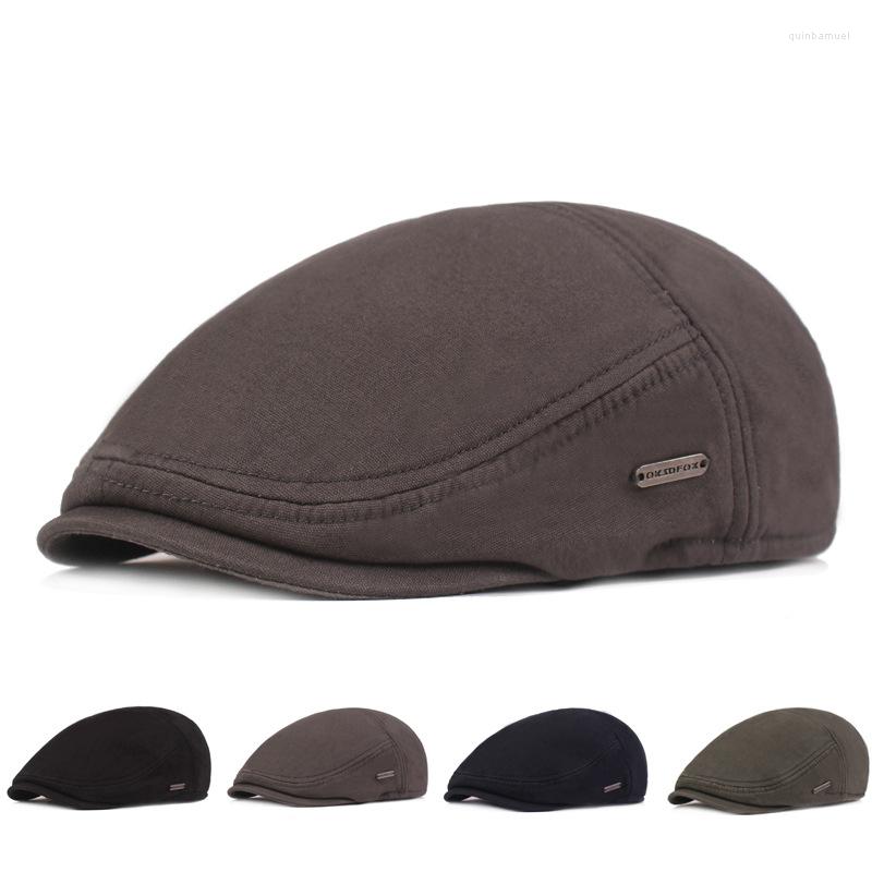

Berets Autumn Men's Sboy Hats Thick Warm Woolen Beret Outdoor Classic Trucker Hat Ear Protection Winter Men Peaked Cap, Black