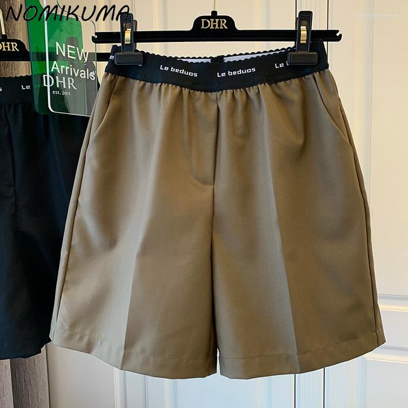 

Women's Shorts Nomikuma Korean Letters High Waist Suit Women Causal 2023 Summer Bottoms Fashion Solid Wide Leg Short Feminimos, Black