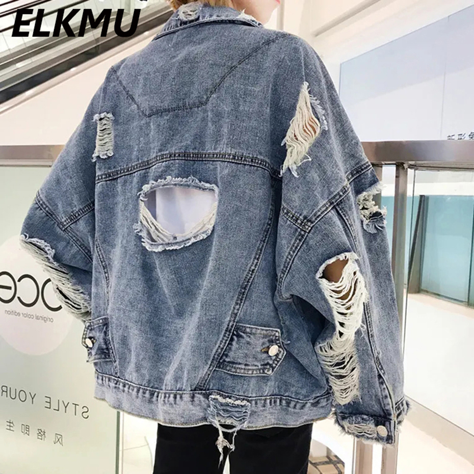 

Men's Jackets Fashion Ripped Denim Y2K Distressed Streetwear Hip Hop Jeans Men Loose Casual Blue Outwear 230213