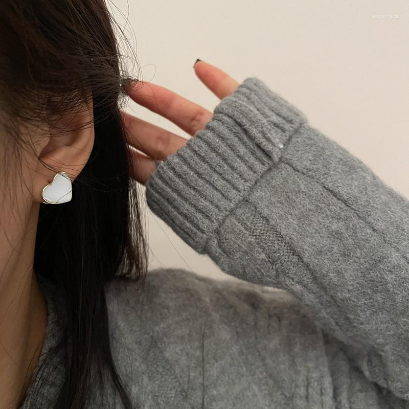 

Stud Earrings Korea Fashion Purple Blue Dripping Oil Heart Love For Women Girls Retro Classic Alloy Accessories Gifts