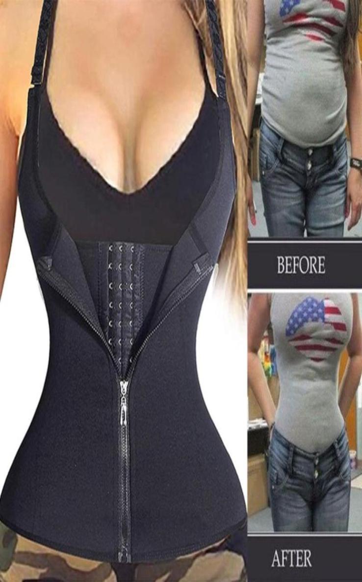 

Women039s Shapers Women Waist Trainer Corset Zipper Vest Neoprene Body Shaper Cincher Tank Top With Adjustable Straps Slimming7142030, Black