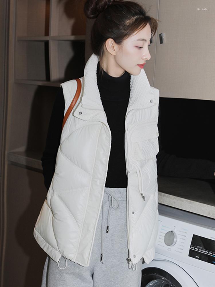 

Women's Vests Autumn Winter Women Vest Coat Casual Turn Down Collar Sleeveless Thicken Warm Padded Fall Female Waistcoat, Black