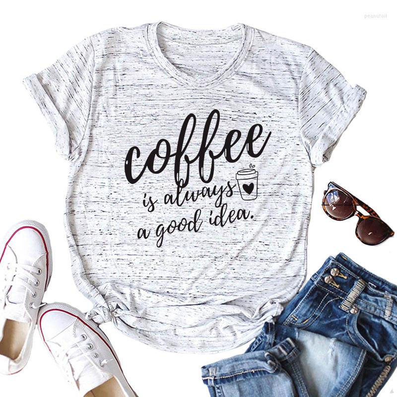 

Women's T Shirts Summer Women Shirt Casual Graphic Tee Tops Funny Coffee Letters Print Short Sleeve Oversized Tshirts, Black