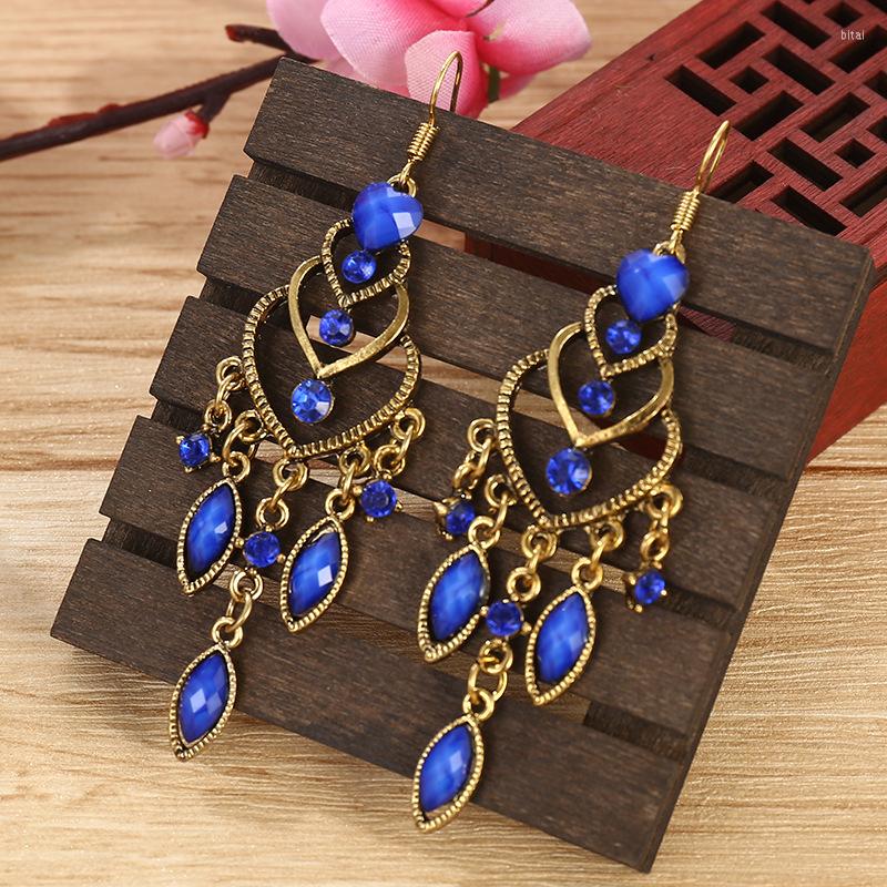 

Dangle Earrings Korean Fashion Bohemian For Women 2023 Vintage Hollow Heart Shaped Resin Jewelry