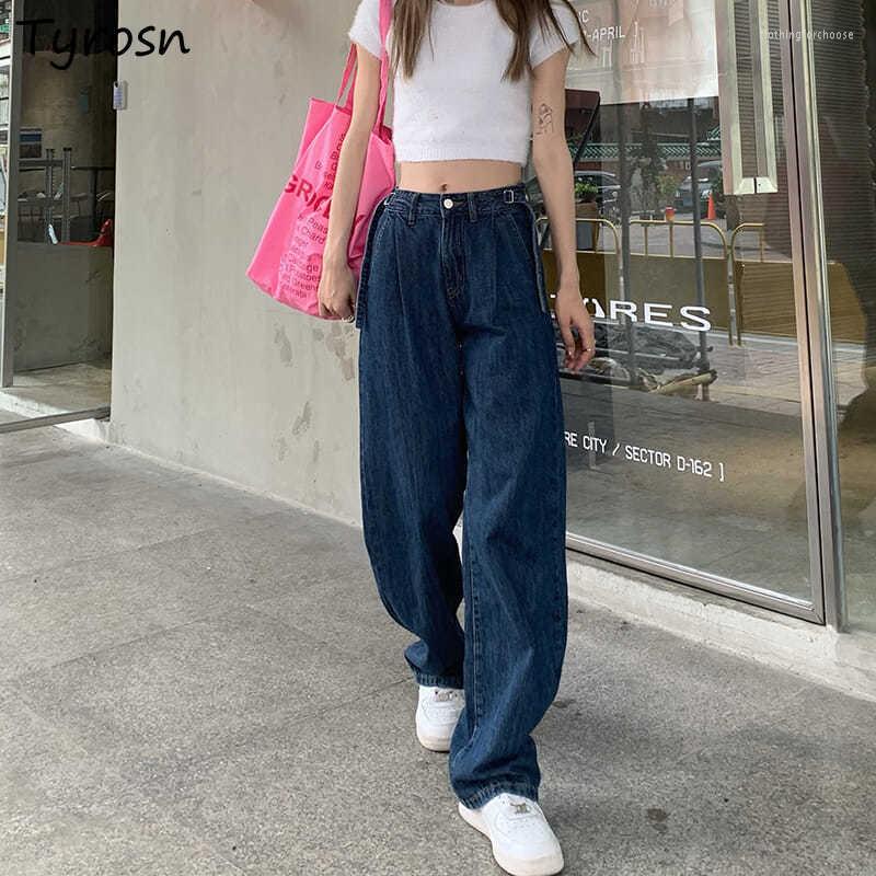 

Women' Jeans Women Design Retro Wide-leg Jean High Waist All-match Arrival Vintage Streetwear Mopping Denim Trousers Femme Ulzzang, Blue