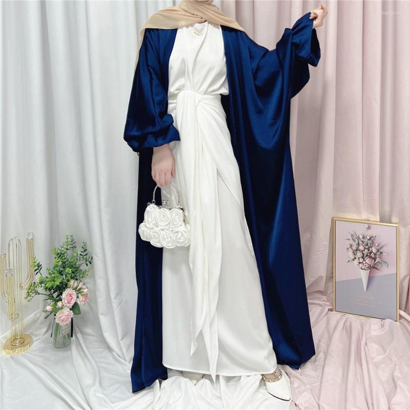 

Ethnic Clothing Eid Djellaba Abaya Dubai Women Kaftan Shiny Hijab Puff Sleeves Muslim Dress Satin Turkey Ramadan Arabic Islam Abayas
