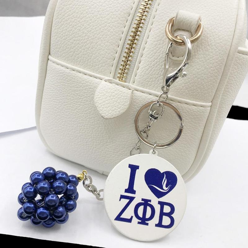

Keychains Hand Woven Blue Pearl Logo ZPB Girl 1920 Handsigh Key Rings Jewelry Rotundity Wood Bag Accessories