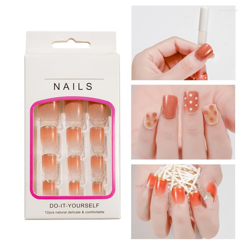 

False Nails 12PCS/box Children/adult Cartoon Candy Fake Full Coverage Self-adhesive Nail Polish Cute Girl Manicure Decoration, Zlt-10