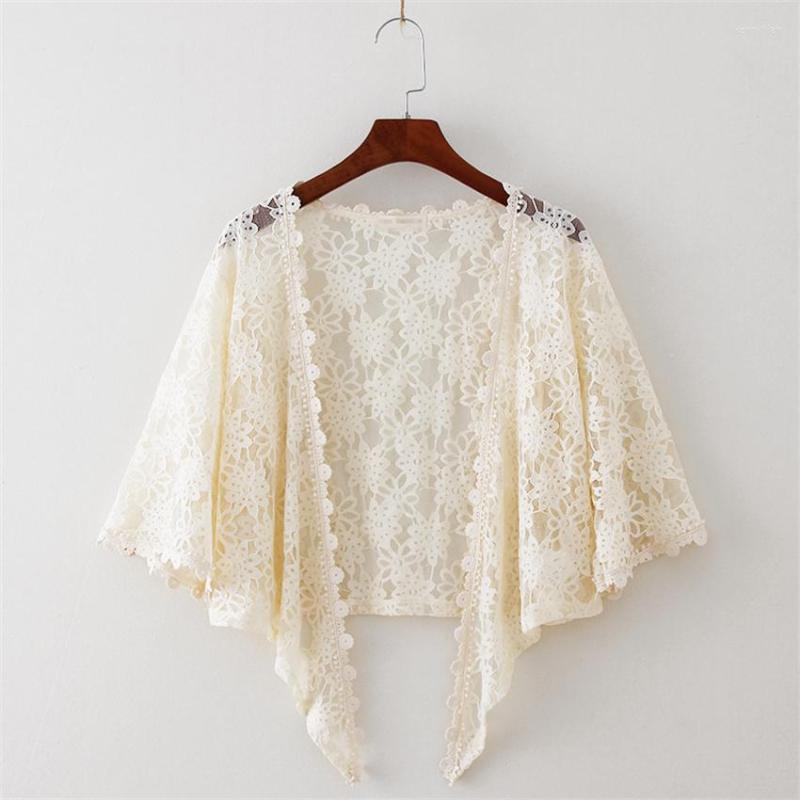 

Women's Jackets Summer Elegant Women Flare Sleeve Lace Shawl Capes Lady Wraps Bow Tie Wrap Bolero Accessories Coats Tops Sun Protection 1963, Rice