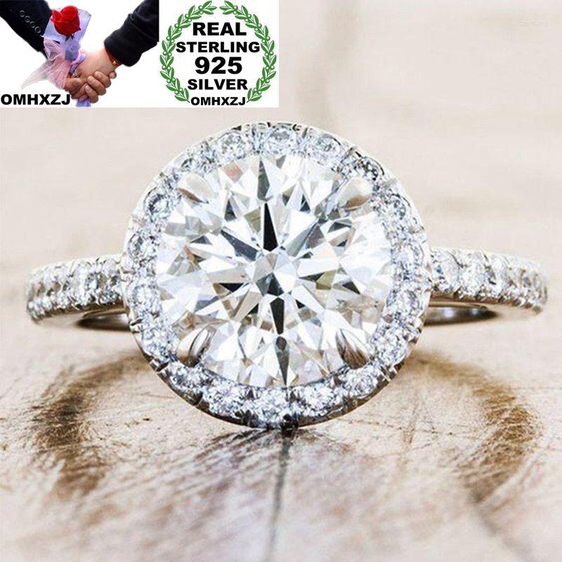 

Cluster Rings OMHXZJ Wholesale European Fashion Woman Girl Party Wedding Gift White Round Zircon 925 Sterling Silver Ring RR144