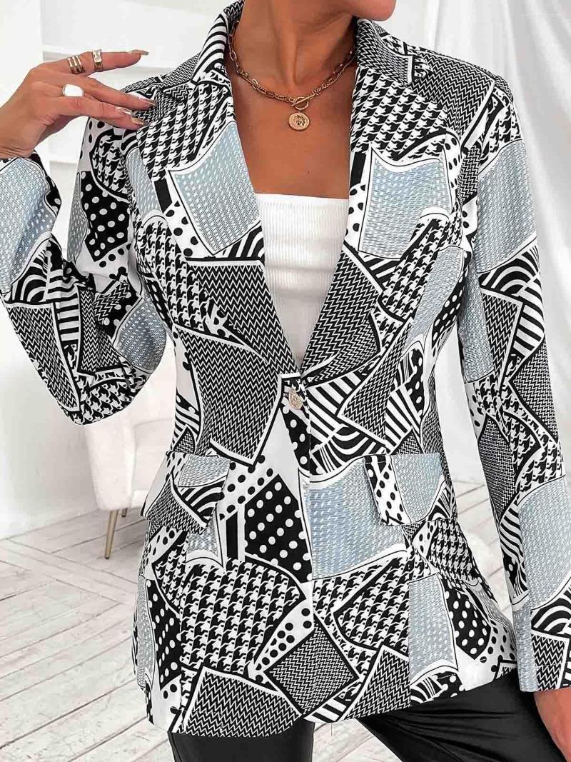 

Women's Suits Blazer Women Fashion Plaid Printed Casual Suit Jacket Women's, Gray