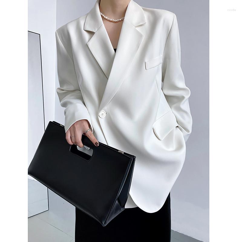 

Women's Suits 2023 Spring Women Suit Coat Turn Down Collar One Button Long Sleeve Loose Blazer Feminino Tops For Clothes, Black