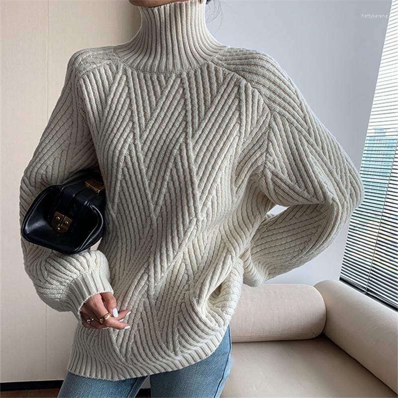 

Women's Sweaters Turtleneck Simple Solid Basic Winter Sweater Elegant Minimalist Loose Oversize All-match Lazy Style Pullovers 2023, Black