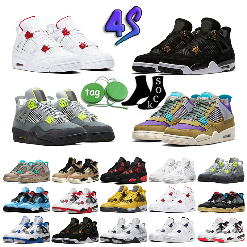 

Retro Basketball Shoes 4s IV Jumpman University Blue Red Thunder Offs White Sail Infrared Jorda 4 J4 Men Women Trainers, 25