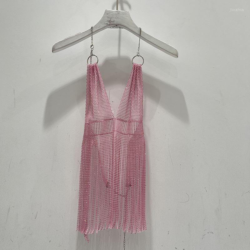 

Women's Tanks Fashion Crystal Camisole Beading Crop Tops Female Sleeveless Straps Almighty Irregular Ins Cami Sexy Women Tank Top Drop, Black