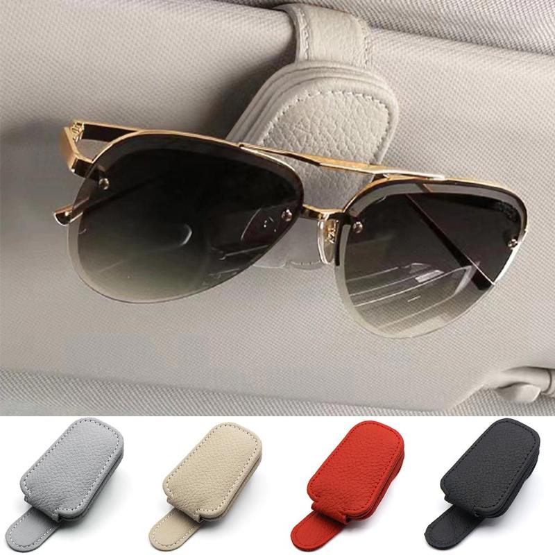 

Interior Accessories Magnetic Leather Eyeglass Hanger Clip Universal Car Sunglasses Holder For Cars Ticket Card