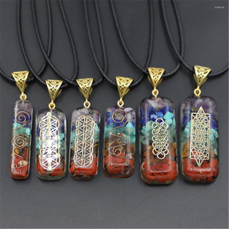 

Pendant Necklaces Natural 7 Chakra Orgone Colored Pendants Charms Necklace Amulet Reiki Healing Crystal Energy Women Men Gift Jewelry