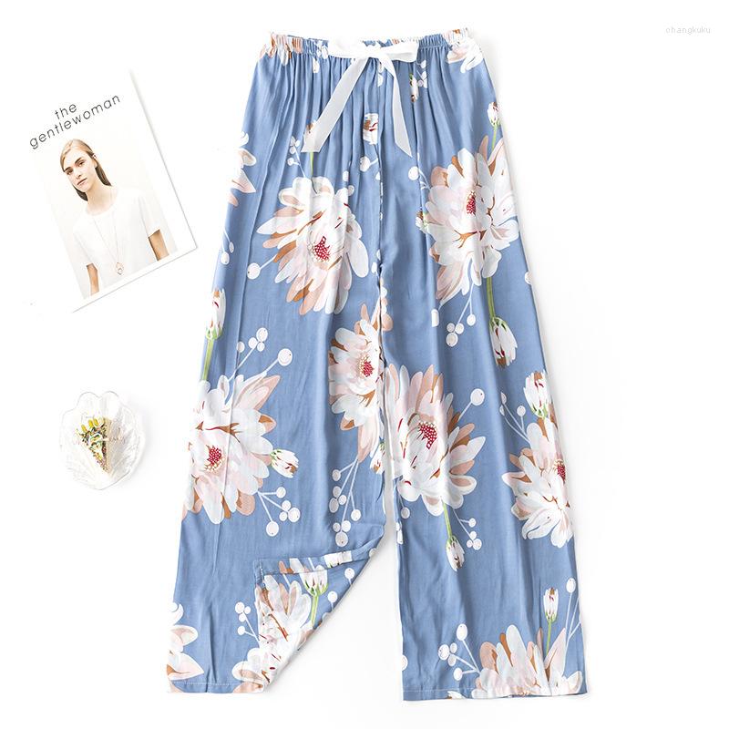 

Women's Sleepwear Full Length Floral Women Sleep Bottoms Drawstring Cotton Pajamas Pant Pyjamas Trousers  Summer Casual Loose Home, Style 8