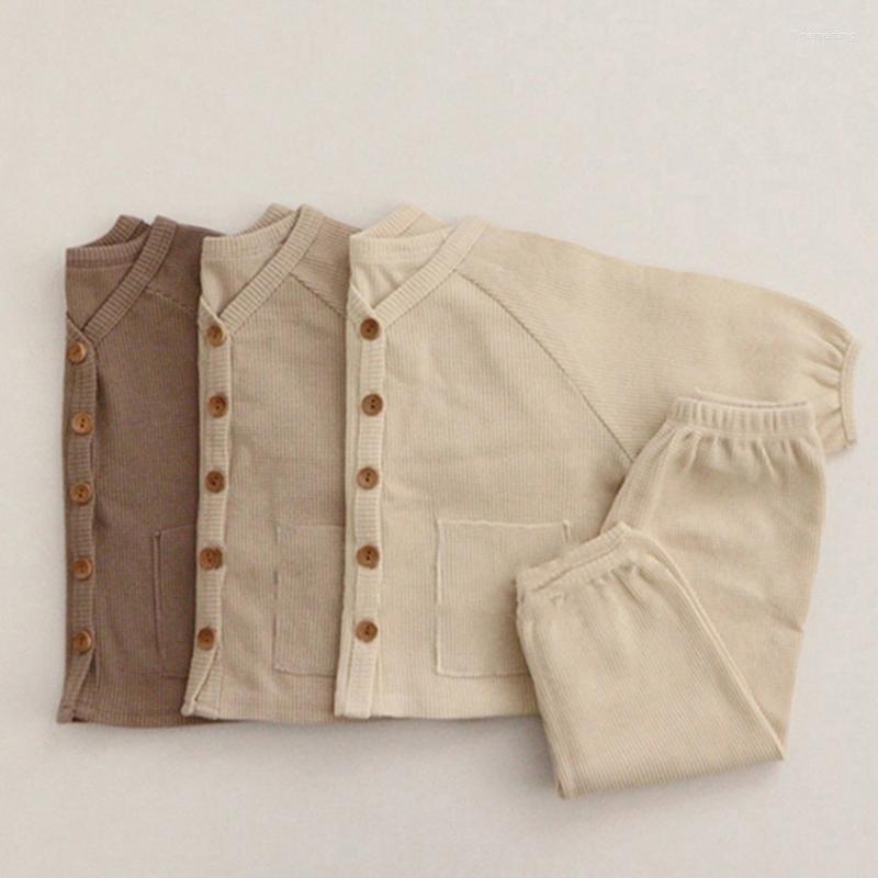 

Clothing Sets Born Infant Kids Baby Girls Boys Autumn Causal Bodysuits Waffle Cardigan Trousers Girl Bodysuit Outfits Cute