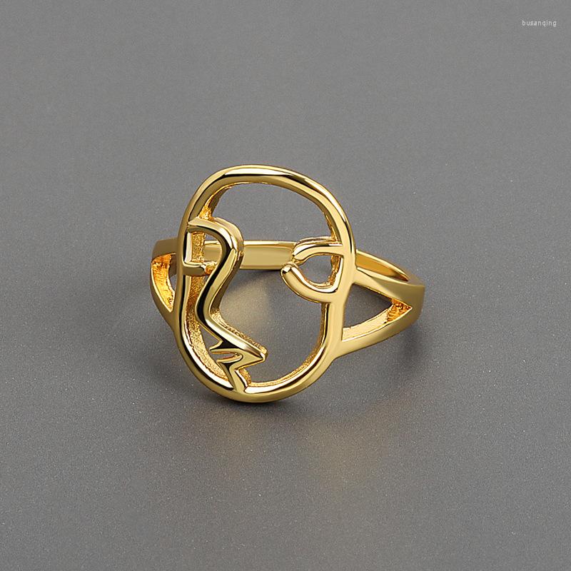 

Wedding Rings Jianery Ins Style Simple Human Face For Women Jewelry Trendy Geometric Valentine's Day Gift