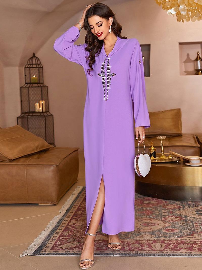 

Ethnic Clothing Ramadan Eid Hooded Abaya Jalabiya Arabic Long Dress Moroccan Diamond Caftan Women Muslim Islam Dubai Party Evening Gown