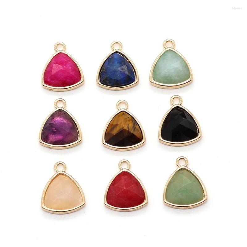 

Pendant Necklaces 2pcs/pack Triangle Shaped Natural Semi-precious Stone Pendants Charms Crystal DIY Making Bracelet Earrings 10 Colors
