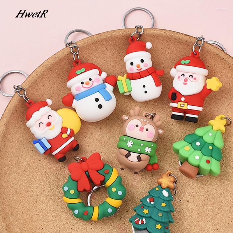 

Keychains Christmas Series Santa Claus Tree Key Chains For Backpacks Pendant Cute Elk Doll Ring Kids Friends Gift