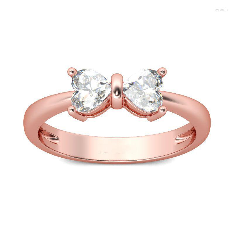 

Wedding Rings Fashion For Women Crystal Gold Color Finger Bow Ring Engagement Cubic Zirconia Party Jewelry Gift
