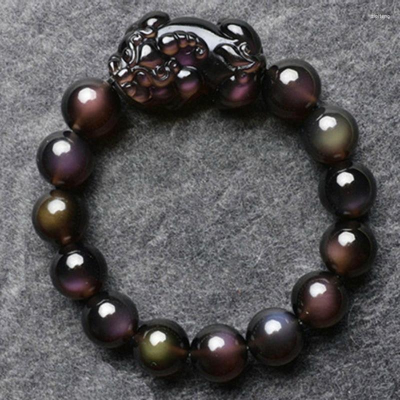 

Strand Wholesale JoursNeige Natural Black Obsidian Stone Bracelets 14mm Bead Fine Caving PiXiu Feng Shui Bracelet Wristband Jewelry