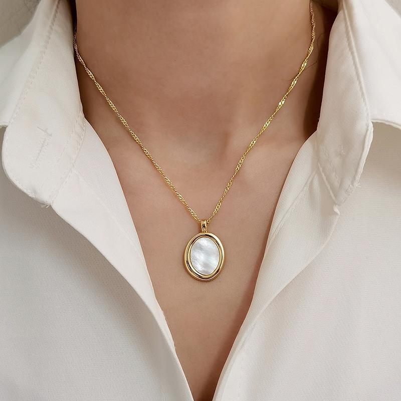 

Chains TARCLIY Simple Geometric Oval Shell Charm Necklace Exquisite Elegant Temperament Clavicle Chain Women Wedding Party Jewelry