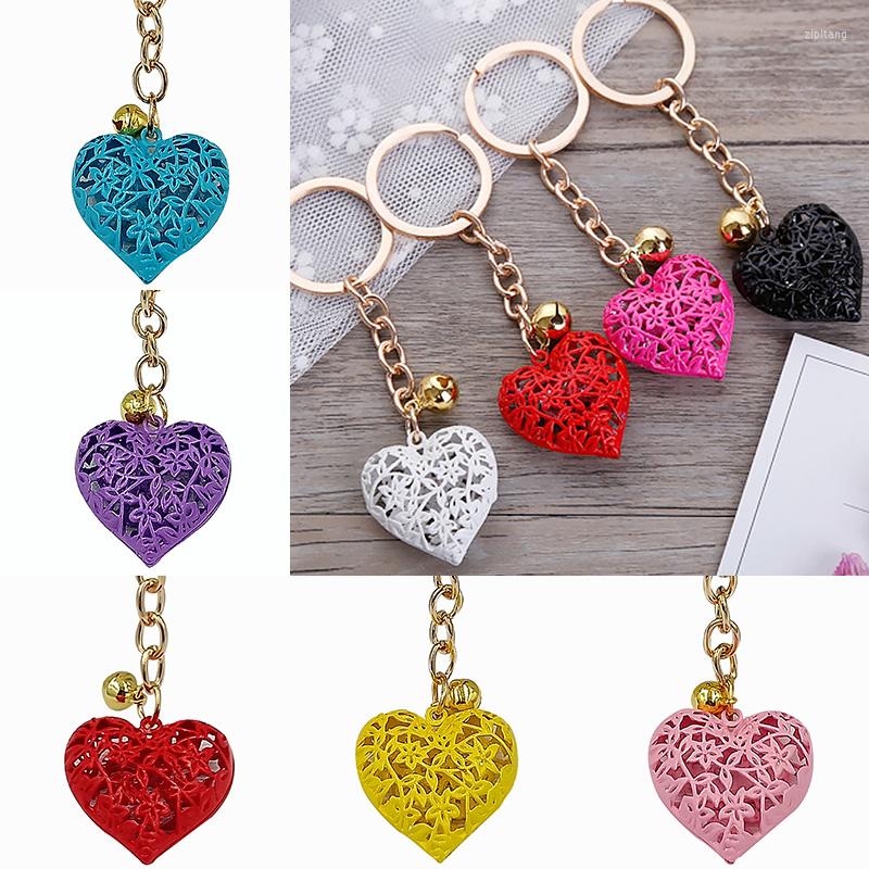 

Keychains Heart Hollow Out Keychain For Couple Metal Key Rings Love Pendant Girls Valentine's Day Gift Bag