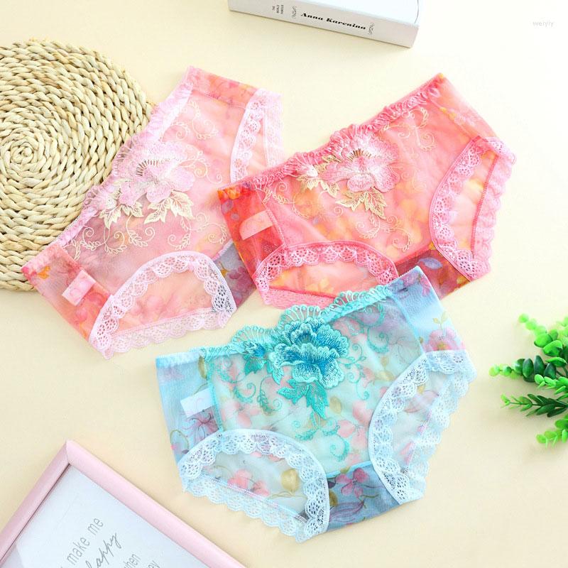 

Women's Panties Sexy Underpants For Women Transparent Bra Embroidered Low Waist Women's Cotton Briefs Fancy Female Lingerie