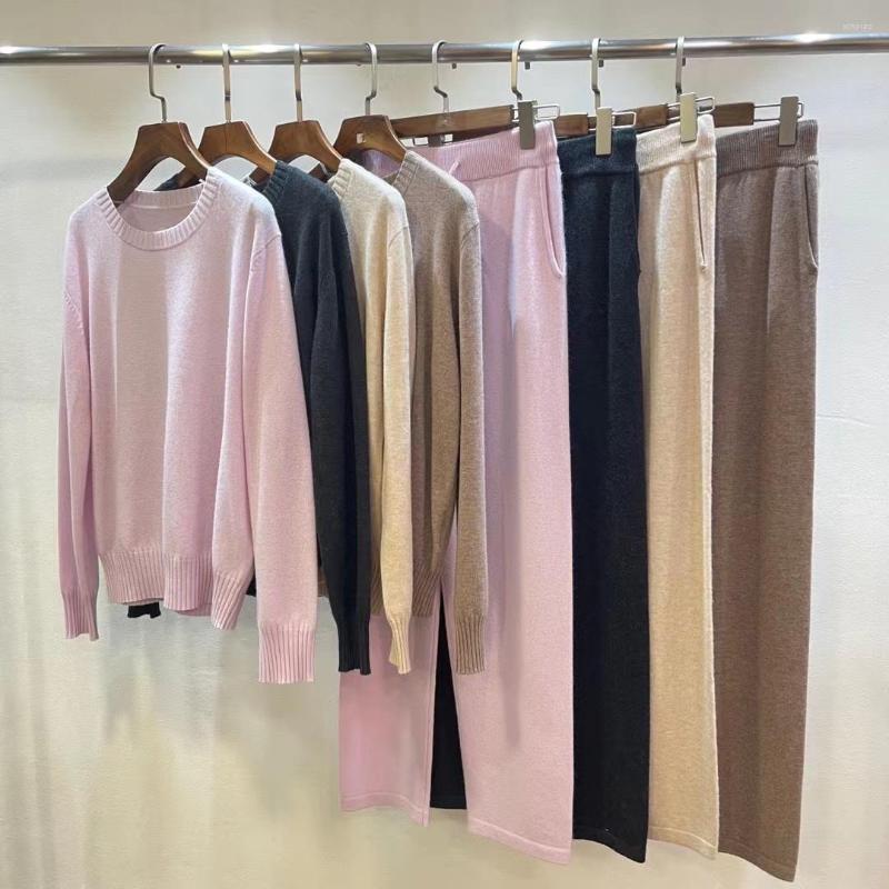 

Women' Two Piece Pants Winter Cashmere Suit Women 2023 Fashion Sweater Warm Two-Piece Set, Khaki