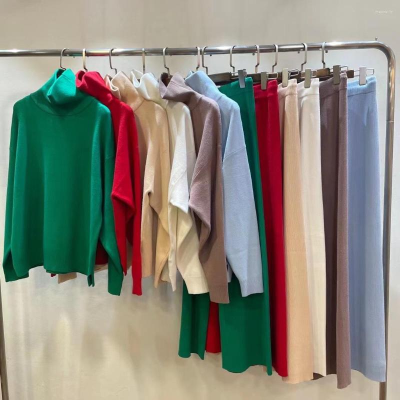 

Women' Two Piece Pants Winter Cashmere Set 2023 Fashion Turtleneck Sweater And Wide-Leg 2 45%, Green