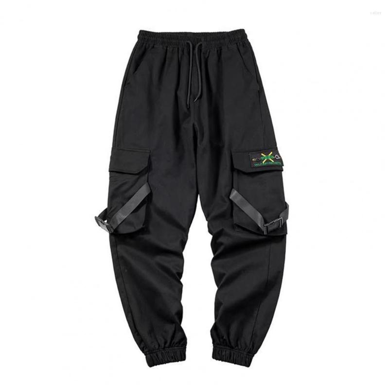 

Men's Pants Men Spring Trousers Drawstring Summer Hip Hop, Black