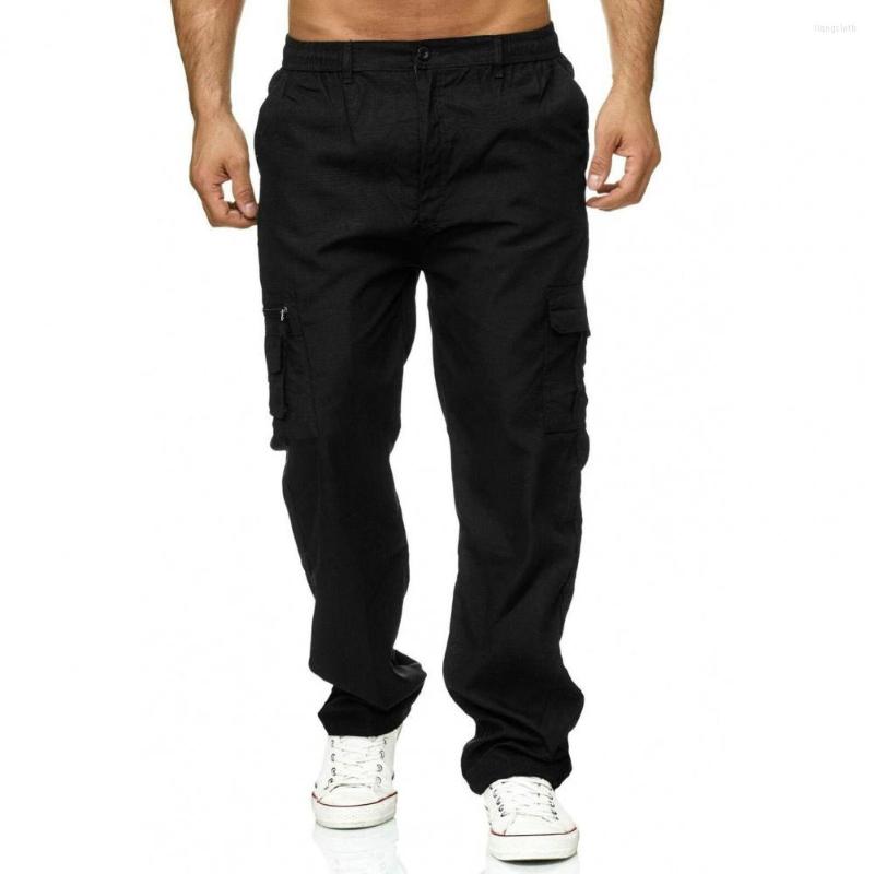 

Men's Pants Simple Casual Solid Color Men Soft Loose Fit Straight Long All Match, Black