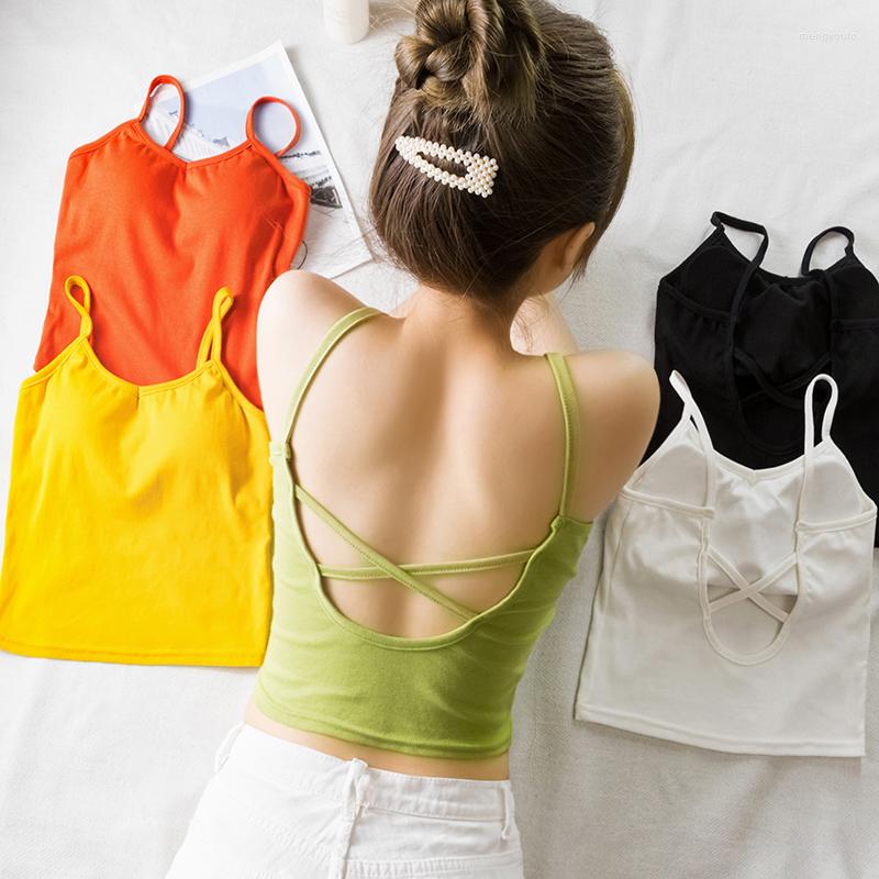 

Women's Tanks Women's Fashion Backless Elastic Low-cut Camisole Sleeveless Solid Thin Cropped Feminino Cotton Casual Short Tank Top, Red