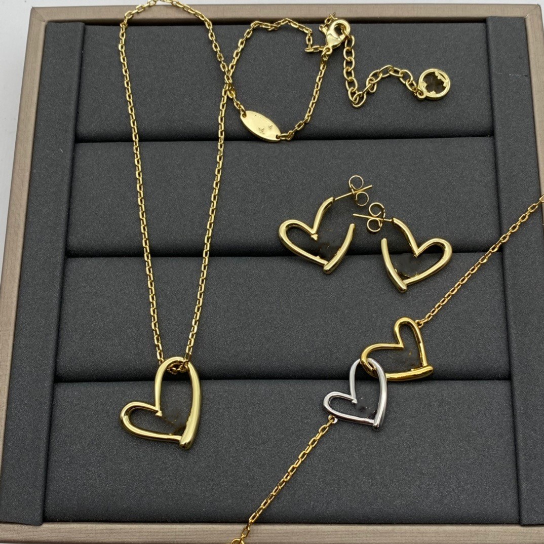 

European and American letters hollowed-out necklace fashionable simple collarbone chain bracelet earring set for women