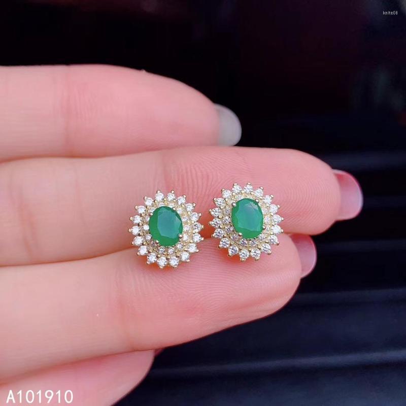 

Stud Earrings KJJEAXCMY Boutique Jewelry 925 Sterling Silver Inlaid Natural Emerald Women's Support Detection Girls' Party Gift
