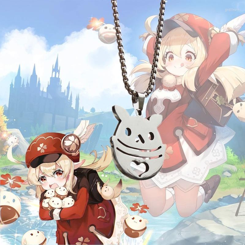 

Chains Anime Necklace For Women Genshin Impact Necklaces Woman Klee Pendant Cartoon High Quality Silver Color Titanium Jewelry