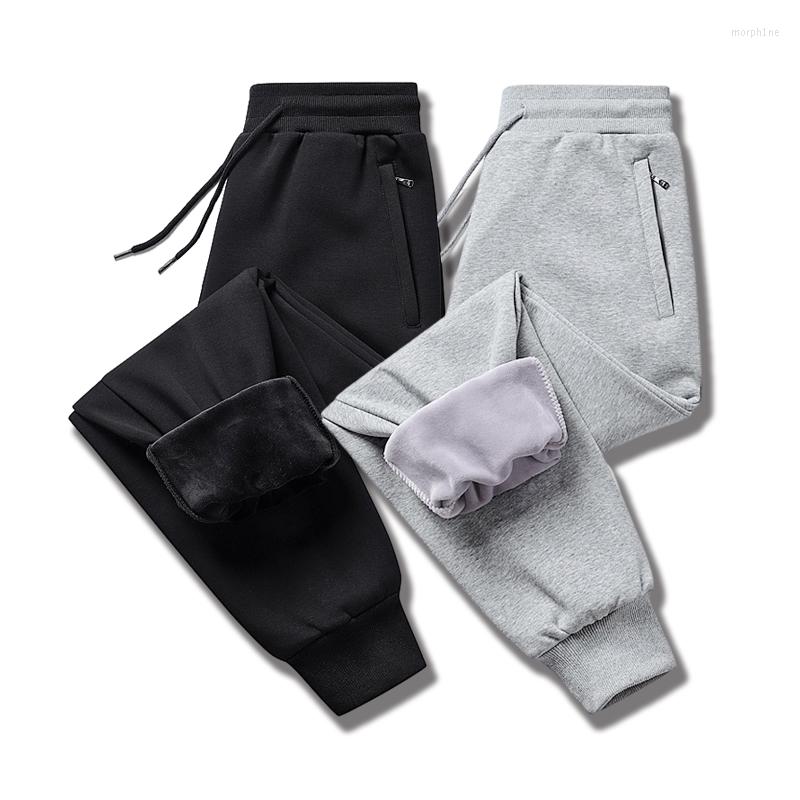 

Men's Pants -8XL Winter Lambswool Warm Thickening Sports Men's Casual Trousers Cotton Plus Size, Black