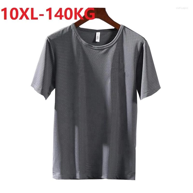 

Men's T Shirts Plus Size 10XL 140kg Summer Men Hole Breathable Short Sleeve Tshirt Thin Quick Dry Elasticity Sports Tees Fat Out Door Tops, Black