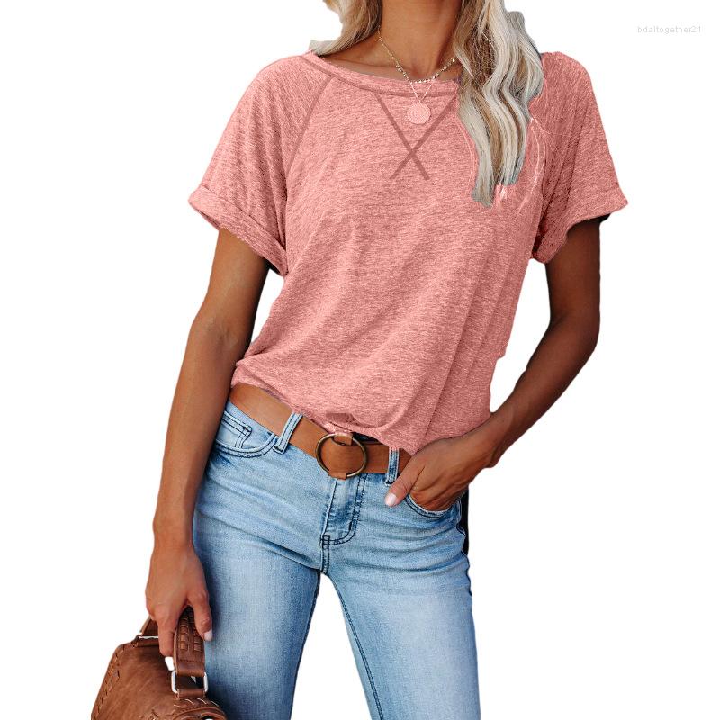 

Women's T Shirts Summer Casual Cotton T-shirt Short Sleeve Women Solid Color Basic Tees Raglan Sleeves Loose T-shirts Femme 2XL, Bz8298 green