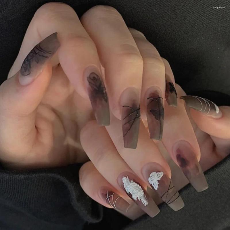 

False Nails 1 Set Fake Ultra-Thin Butterfly Pattern Harmless Removable Stunning Visual Effect Decorative Plastic Fingernails Art